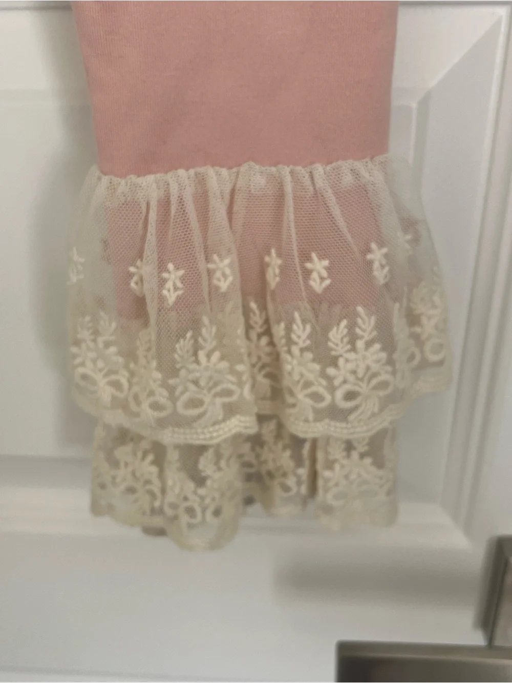 M.L. Kids Girls Pink Lace Tunic & Ruffle Leggings Set Size 8